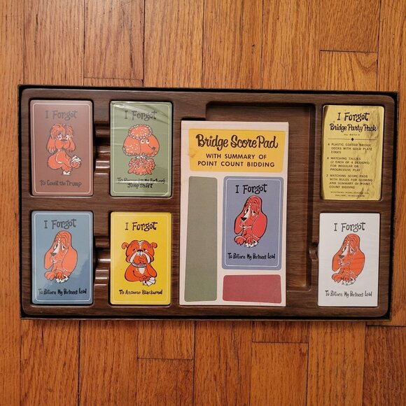 Vintage Bridge Party Pack Score Pad Set I Forgot Dog Funny Cards Gift - Picture 1 of 5
